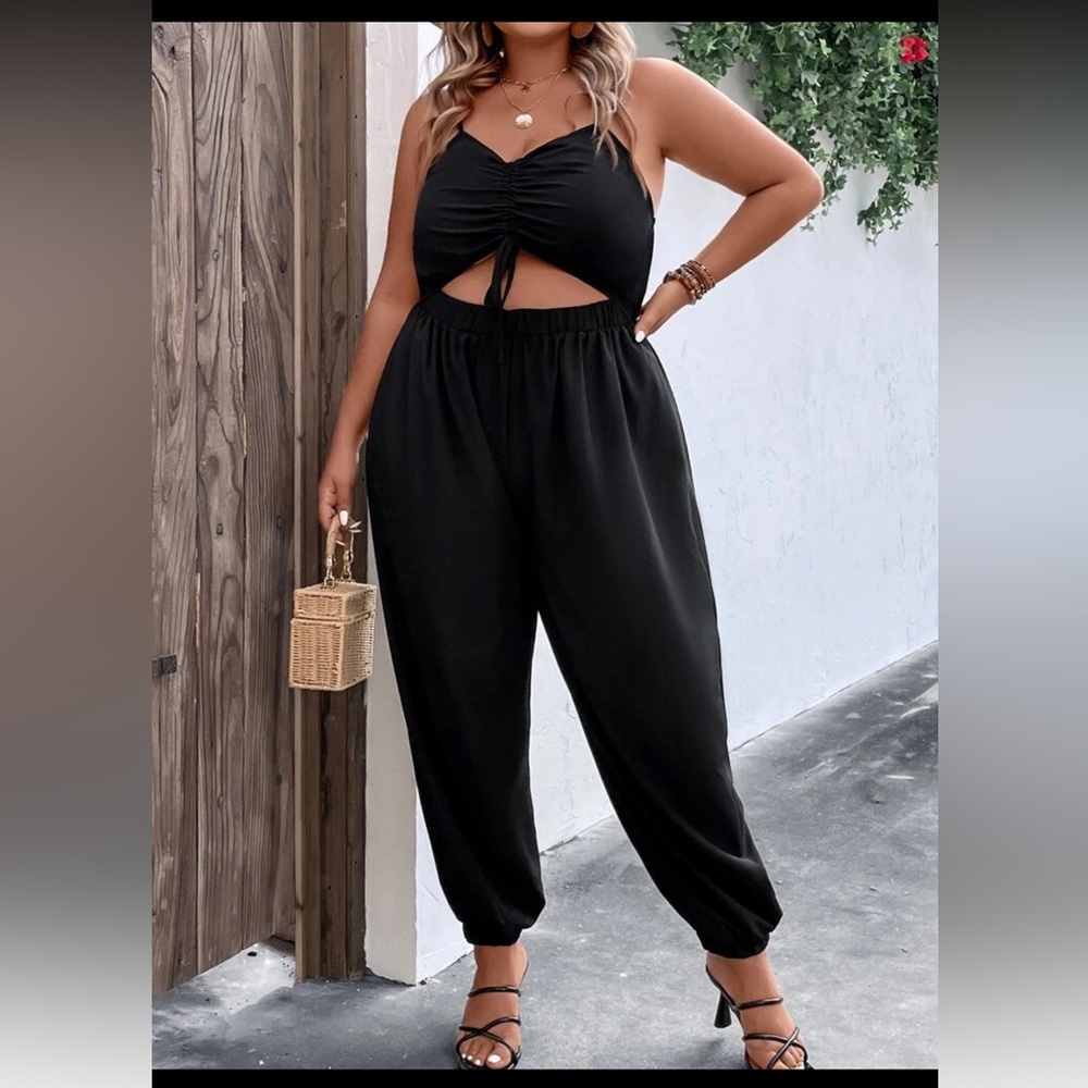 SHEIN Black Cutout Jumpsuit